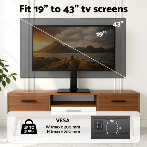 Artiss TV Stand Bracket for 19 - 43 inch TVs Table Top Desktop Universal Swivel - Image 6