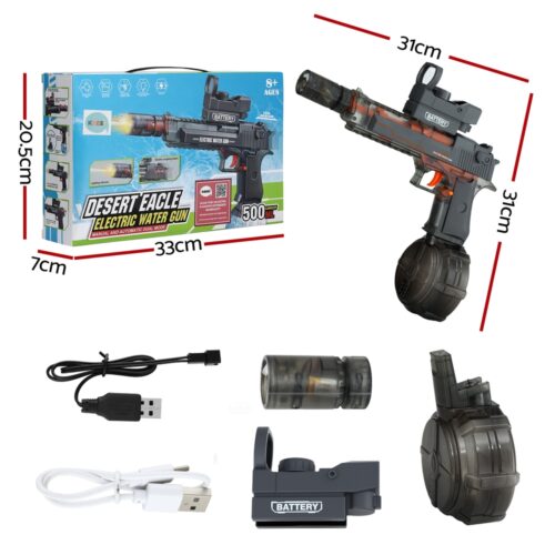 Keezi Kids Adult Electric Water Gun 500ml Water Tank Light Squirt Guns Toys Grey - Image 3