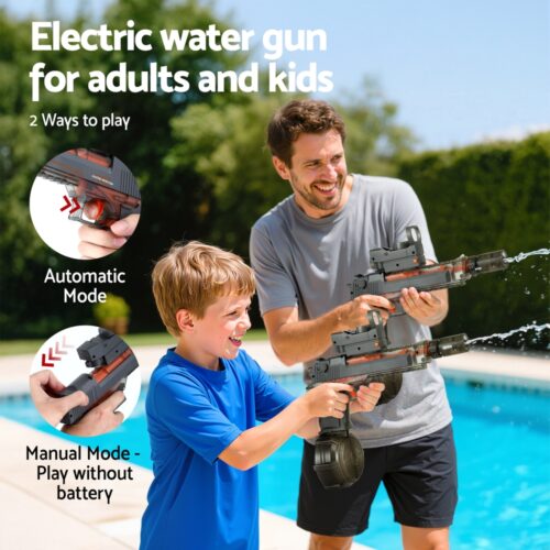 Keezi Kids Adult Electric Water Gun 500ml Water Tank Light Squirt Guns Toys Grey - Image 6