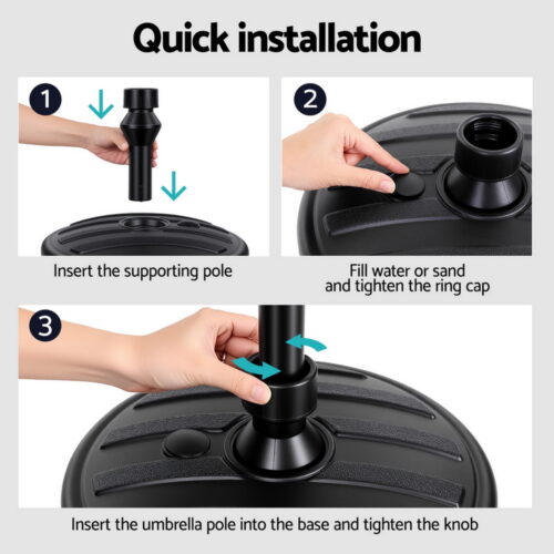 Instahut Outdoor Umbrella Base Weight Round Plastic Pole Holder 35-38mm Beach - Image 7