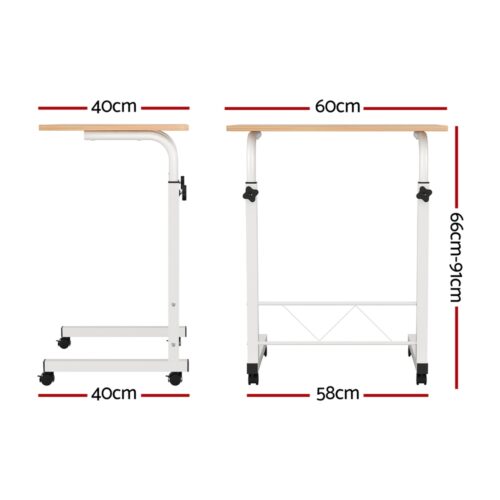 Artiss Laptop Desk Table Adjustable 60CM Light Wood - Image 2