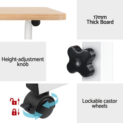 Artiss Laptop Desk Table Adjustable 60CM Light Wood - Image 6