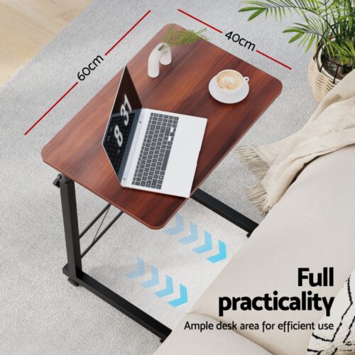 Artiss Laptop Desk Table Adjustable 60CM Dark Wood - Image 5