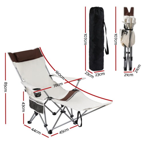 Weisshorn Camping Chair Reclining Adjustable Portable Outdoor Folding Lightweight - Image 2