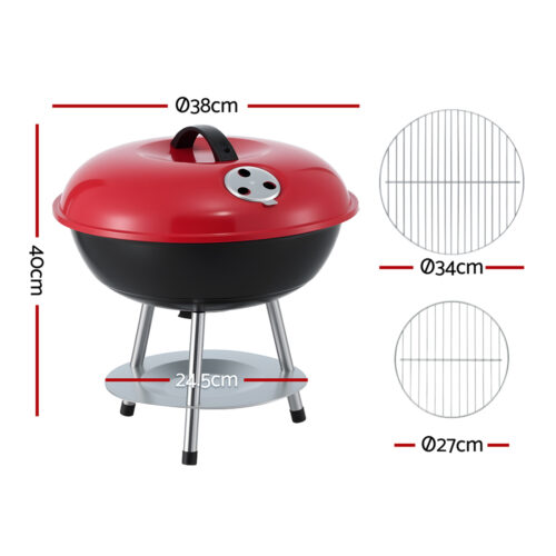 Grillz Charcoal BBQ Grill Portable with Lid for Camping Outdoor - Image 3
