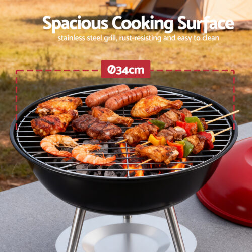 Grillz Charcoal BBQ Grill Portable with Lid for Camping Outdoor - Image 5