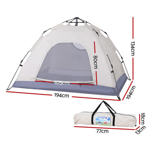 Weisshorn Camping Tent Instant Tent Pop up 2 Person Outdoor Hiking Tents Hiking Beige - Image 3