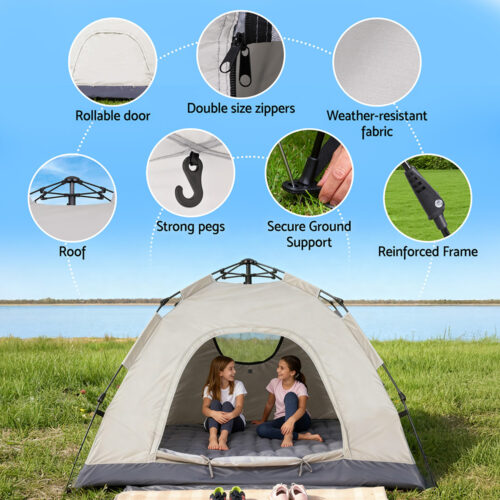 Weisshorn Camping Tent Instant Tent Pop up 2 Person Outdoor Hiking Tents Hiking Beige - Image 7