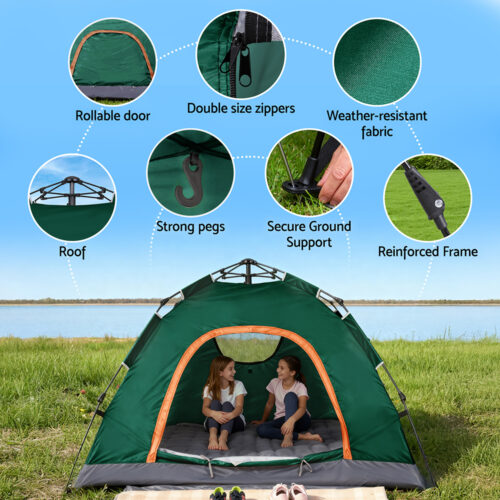 Weisshorn Camping Tent Instant Tent Pop up 2 Person Outdoor Hiking Tents Hiking Green - Image 7