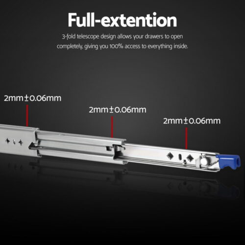 Giantz 2x Drawer Slides Heavy Duty Full Extension Locking 500-1000mm Length - Image 5