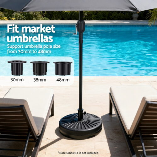 Instahut Outdoor Umbrella Base Weight Round Plastic Pole Holder 30-48mm Beach - Image 5