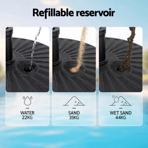 Instahut Outdoor Umbrella Base Weight Round Plastic Pole Holder 30-48mm Beach - Image 6