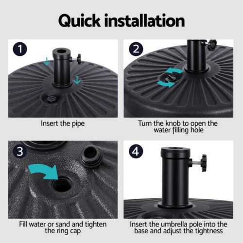 Instahut Outdoor Umbrella Base Weight Round Plastic Pole Holder 30-48mm Beach - Image 8