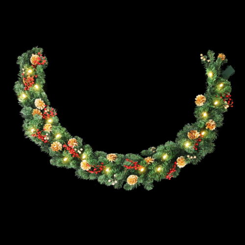 Jingle Jollys 1.8M Christmas Garland Pre-lit LED Pine Cones Berries Xmas Decor - Image 3
