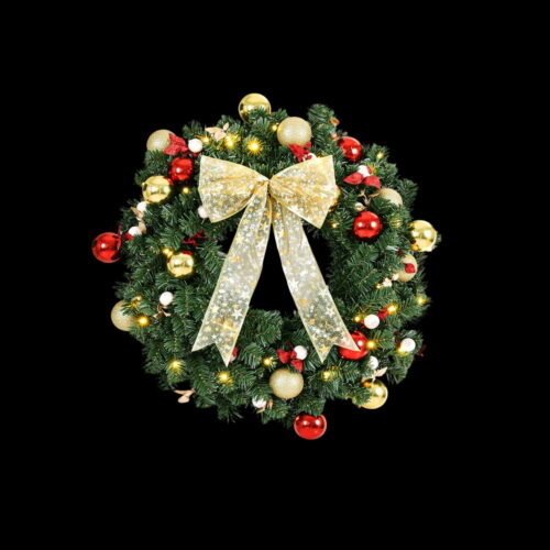 Jingle Jollys Christmas Wreath 60CM LED Garland Berries Bow Baubles Xmas Decor - Image 3
