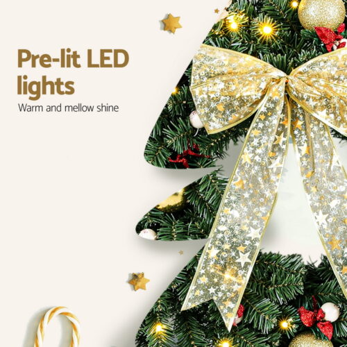 Jingle Jollys Christmas Wreath 60CM LED Garland Berries Bow Baubles Xmas Decor - Image 6