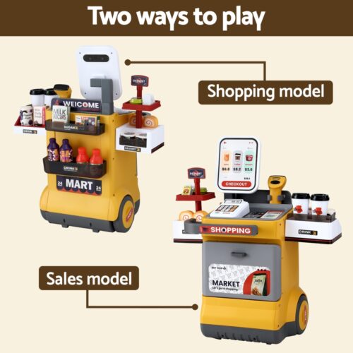 Keezi Kids Pretend Playset Supermarket Shopping Role Play Toy Cash Food 48PCS - Image 5