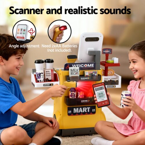 Keezi Kids Pretend Playset Supermarket Shopping Role Play Toy Cash Food 48PCS - Image 6