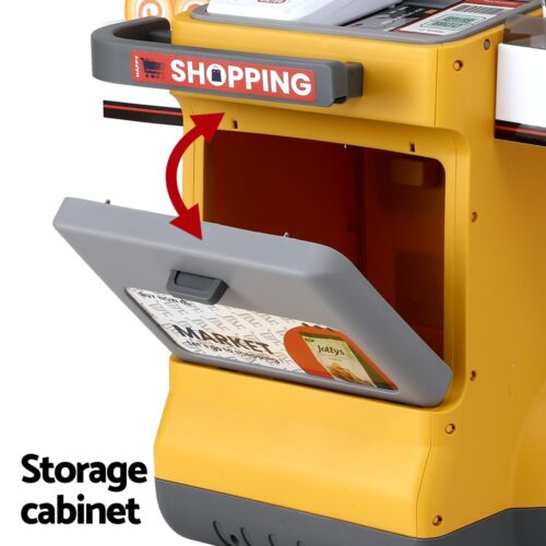 Keezi Kids Pretend Playset Supermarket Shopping Role Play Toy Cash Food 48PCS - Image 8