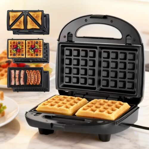 Devanti 3-in-1 Sandwich Press Waffle Maker Panini Press Grill 850W - Image 7