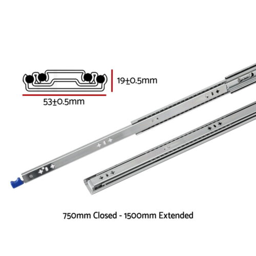 Giantz 2x Drawer Slides Heavy Duty Full Extension Locking 750-1500mm Length - Image 2