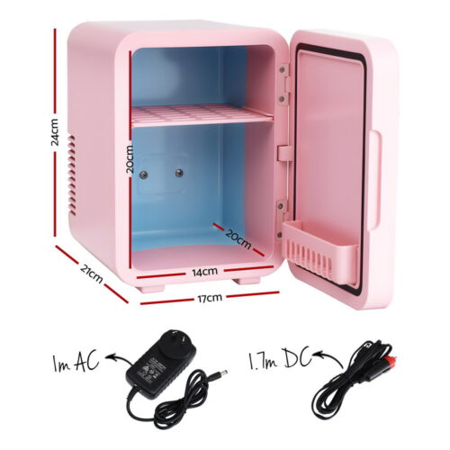 Glacio Mini Fridge Skincare Beauty Cooler Warmer LED Mirror 12V 220V Pink 4L - Image 2