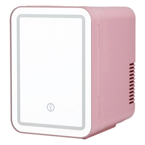 Glacio Mini Fridge Skincare Beauty Cooler Warmer LED Mirror 12V 220V Pink 4L - Image 3