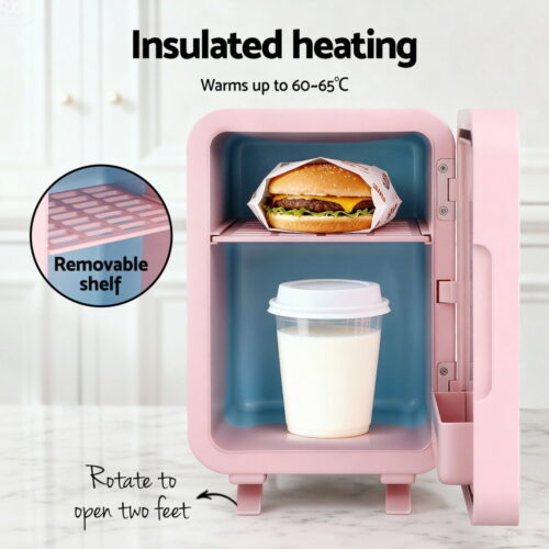 Glacio Mini Fridge Skincare Beauty Cooler Warmer LED Mirror 12V 220V Pink 4L - Image 6