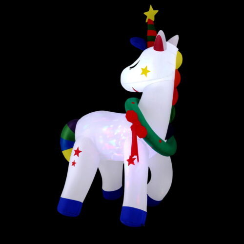 Jingle Jollys Christmas Inflatable Unicorn 1.8M Tall Outdoor Decorations Illuminated - Image 3