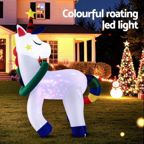 Jingle Jollys Christmas Inflatable Unicorn 1.8M Tall Outdoor Decorations Illuminated - Image 4