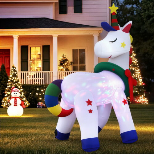 Jingle Jollys Christmas Inflatable Unicorn 1.8M Tall Outdoor Decorations Illuminated - Image 7