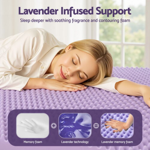 Giselle 5cm Memory Foam Mattress Topper Lavender Infused Egg Crate King Single - Image 5