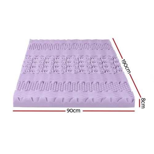 Giselle 8cm Memory Foam Mattress Topper Lavender Infused Bamboo Cover 7-Zone Single - Image 2