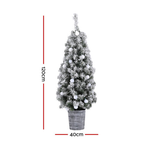 Jingle Jollys Christmas Tree 1.2M Potted Snowy Xmas Tree - Image 2
