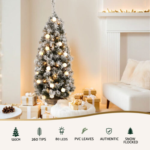 Jingle Jollys Christmas Tree 1.2M Potted Snowy Xmas Tree - Image 4