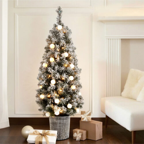 Jingle Jollys Christmas Tree 1.2M Potted Snowy Xmas Tree - Image 7