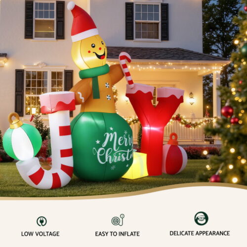 Jingle Jollys Christmas Inflatable Gingerman Joy 3M Long Outdoor Decorations Illuminated - Image 5