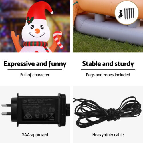Jingle Jollys Christmas Inflatable Snowman Dog 4.2M Tall Outdoor Decorations Illuminated - Image 6