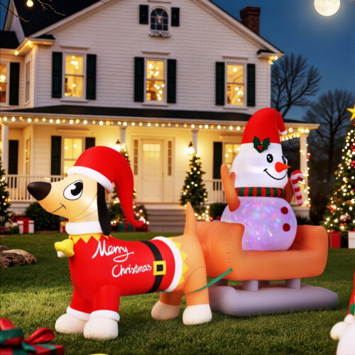 Jingle Jollys Christmas Inflatable Snowman Dog 4.2M Tall Outdoor Decorations Illuminated - Image 7
