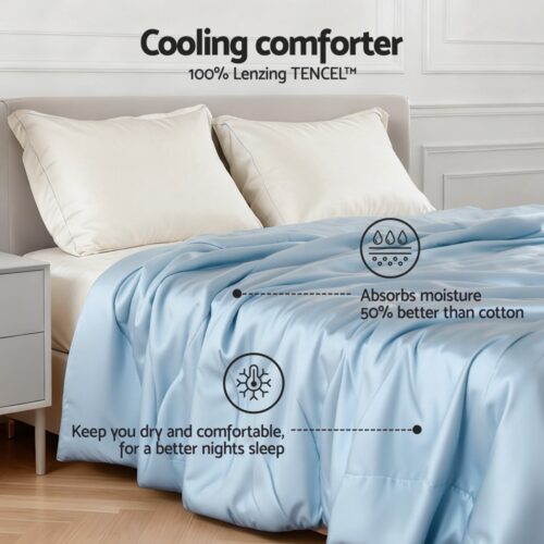 Giselle Tencel Quilt 200GSM Summer Quilts Comforter Doona Light Weight Soft Throw Blanket Queen - Image 3