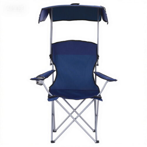 Weisshorn Camping Chair With Canopy Folding Outdoor Portable Seat Lightweight Beach Picnic Fishing Capacity 120KG Navy Blue - Image 4