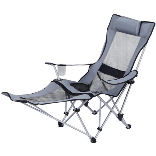 Weisshorn Camping Chair Adjustable Reclining Portable Outdoor Folding Chair Grey - Image 2