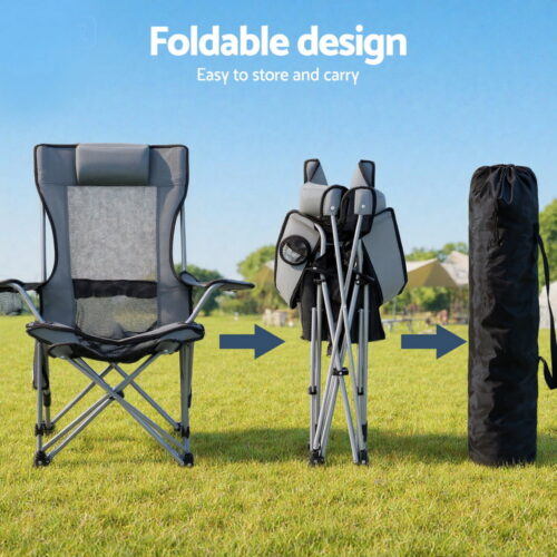 Weisshorn Camping Chair Adjustable Reclining Portable Outdoor Folding Chair Grey - Image 5