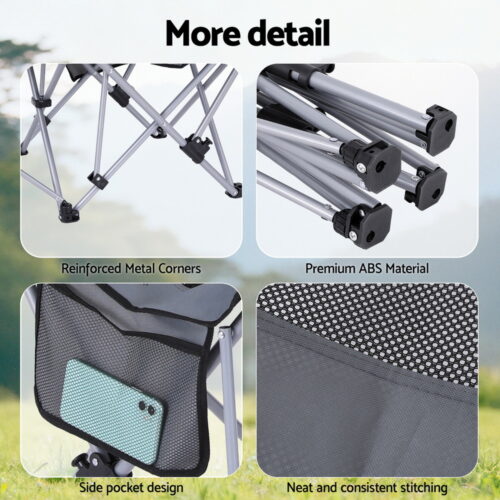 Weisshorn Camping Chair Adjustable Reclining Portable Outdoor Folding Chair Grey - Image 8