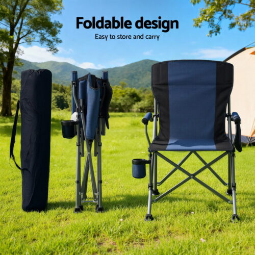 Weisshorn Camping Chair Folding Outdoor Portable Seat Lightweight Beach Picnic Fishing Capacity 120KG Navy Blue - Image 5
