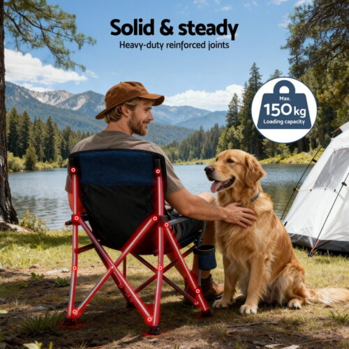 Weisshorn Camping Chair Folding Outdoor Portable Seat Lightweight Beach Picnic Fishing Capacity 120KG Navy Blue - Image 7