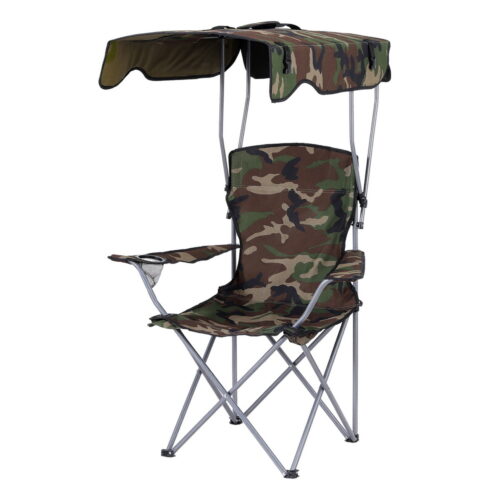 Weisshorn Camping Chair With Canopy Folding Outdoor Portable Seat Lightweight Beach Picnic Fishing Capacity 120KG Army Green - Image 2