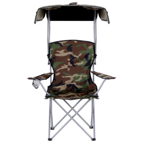 Weisshorn Camping Chair With Canopy Folding Outdoor Portable Seat Lightweight Beach Picnic Fishing Capacity 120KG Army Green - Image 4