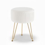 Artiss Ottoman Foot Stool Vanity Velvet Round White