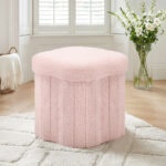 Artiss Storage Ottoman Foot Stool Foldable Pink